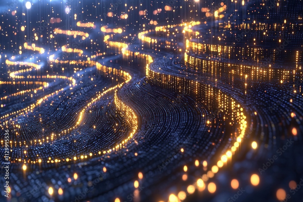 Poster innovative blockchain technology development digital realm abstract art futuristic environment dynam