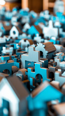 Obraz premium Grey cityscape puzzle city puzzle pieces urban architecture