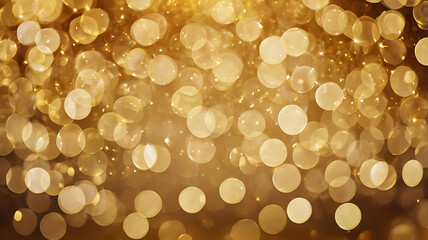Golden bokeh blurred abstract background with soft shimmer. Suitable for festival designs. Elegant visual effects and lavish event backdrops