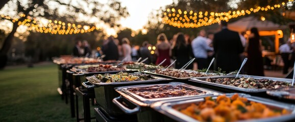 Outdoor Buffet Table at a Wedding Reception