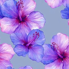 Soft Pastel Watercolor Hibiscus Flowers Design