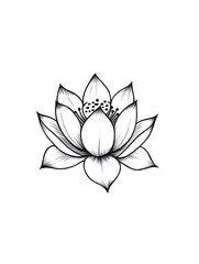 A clean white-style image of A detailed lotus pattern for coloring. 