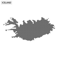 Unique dotted map representation of Iceland showcasing its geography and contours