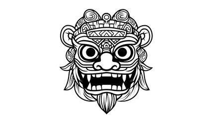 Obraz premium A clean white-style image of A traditional Chinese lion head costume in detailed line art. 