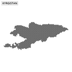 Kyrgyzstan map design with dotted pattern on a simple background