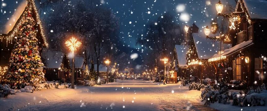 Small Village on a Winter Christmas Day