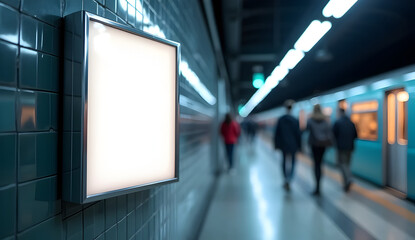 Modern Subway Station Poster Mockup with Dynamic Lighting