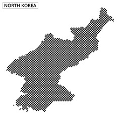 Detailed dot map representation of North Korea showcasing geographical features clearly
