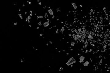 Ice, snow, broken ice, glass, granules, texture, texture, material, black background, overlay,...