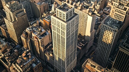 Few urban buildings, one tall building surrounded by short buildings