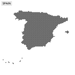 Map of Spain created with dot pattern showing geographical layout and design