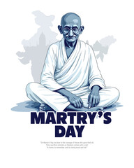 Happy Mahatma Gandhi punyatithi, martyr's day social media post banner template