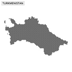 Obraz premium Outline of Turkmenistan displayed with dotted pattern on a textured background
