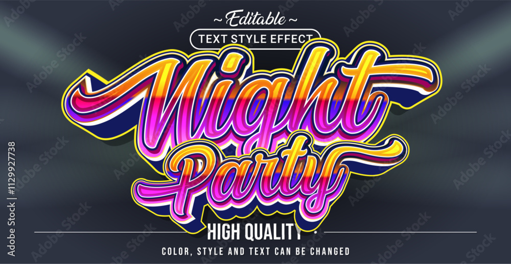 Poster Editable text style effect - Night Party text style theme.