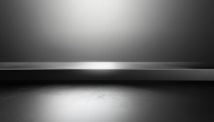 Modern Stainless Steel Countertop Minimalist Kitchen Design Gray Background Spot Light