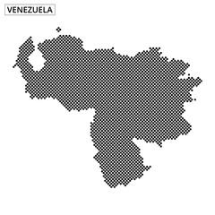 Map outline of Venezuela showing unique dotted design and geographical features