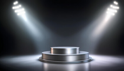 Illuminated Metal Podium Stage Award Ceremony Spotlight Background