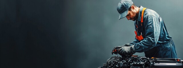 A mechanic working on an engine, showcasing skills in automotive repair and maintenance.