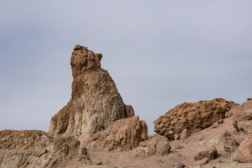 Fototapeta premium Red Hill (north and south domes) / Red Island Volcano, Salton Buttes volcanic field, South Shore of the Salton Sea, California. Salton Trough. Volcanic rocks, Rhyolite