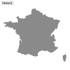Fototapeta premium Black dot map of France showcasing geographical outline and features