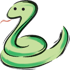 Fototapeta premium シンプルでかわいい水彩風のヘビのイラスト