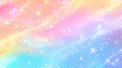 Pastel Rainbow Galaxy With Sparkling Stars