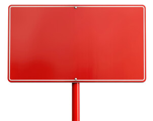 Horizontal red road sign isolated on transparent background