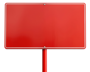 Horizontal red road sign isolated on transparent background