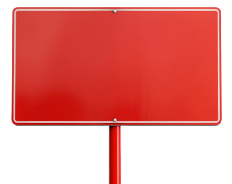 Horizontal red road sign isolated on transparent background