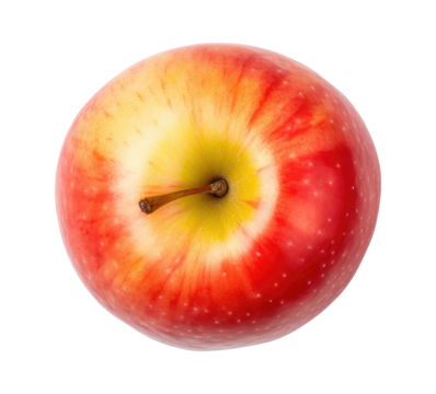 Top view of red apple isolated on transparent background
