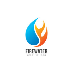 Creative Fire and Water Concept Logo Design Template
