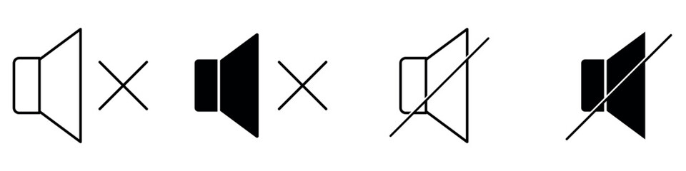 Mute set Icon Symbol white background.