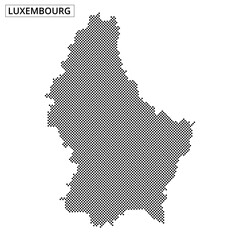 Map of Luxembourg represented in a dotted style with a clear outline and no colors