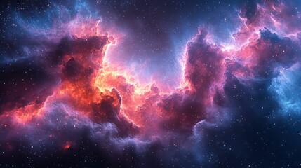 Fototapeta premium Cosmic Abstract Digital Art with Glowing Purple Nebulas and Luminous Particles