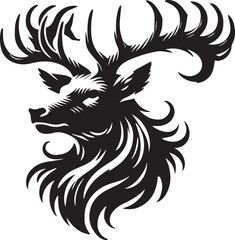 Obraz premium A regal stag head silhouette with majestic antlers vector black