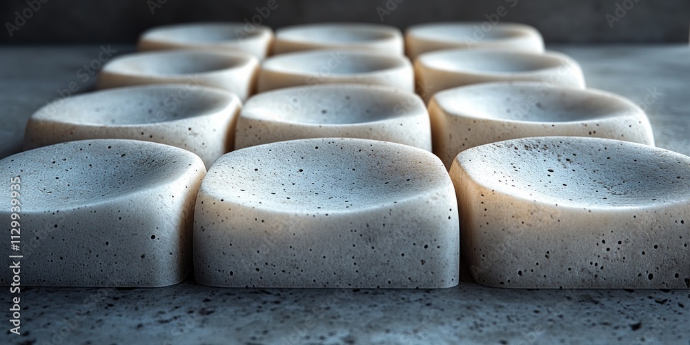 Aufkleber Textured Stone Tiles with Intricate Patterns and Dramatic Lighting for Modern Architecture and Interior Design