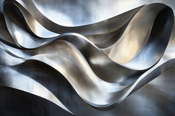 Flowing Metallic Waves in Contemporary Abstract Art Design