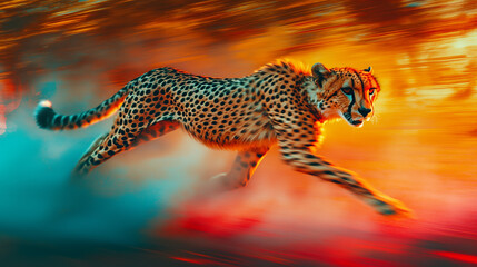 Dynamic mid-shot of a cheetah mid-dance