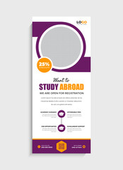 Study Abroad standee roll up banner template design