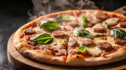 This image depicts a lone futuristic figure on a rainy, neon-lit city street, surrounded by towering skyscrapers. The scene is filled with a vibrant glow of neon signs, creating a moody cyberpunk