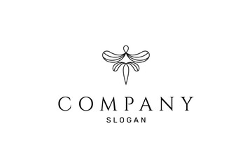 luxury dragonfly logo in outline line art design style