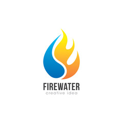 Creative Fire and Water Concept Logo Design Template
