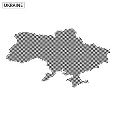 Ukraine outline map filled with dot pattern showcasing geographical features clearly
