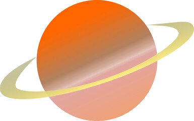 saturn planet has marble color on the surface with thin ring around it. vector illustration 
