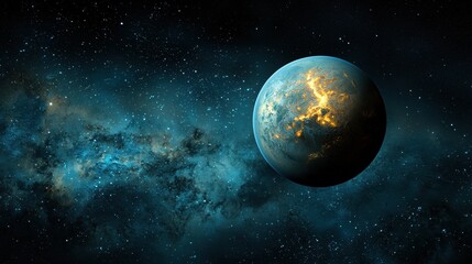 Fototapeta premium Exploring the mysterious exoplanet a high-resolution image of a celestial body outer space digital art cosmic environment aerial view unique phenomena