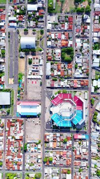 Parintins, Amazonas, Brazil - December 7, 2024 - Aerial image of the Parintins Cultural Center called Bumb&oacute;dromo