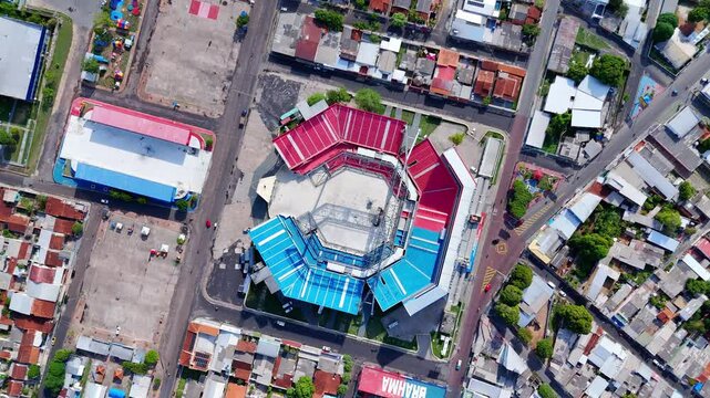 Parintins, Amazonas, Brazil - December 7, 2024 - Aerial image of the Parintins Cultural Center called Bumb&oacute;dromo