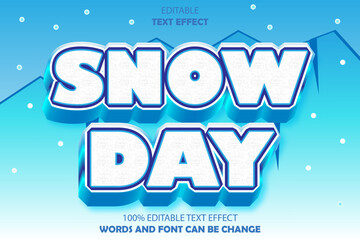 snow day editable text effect 3d emboss modern style
