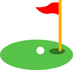 Golf Hole with Flag and Ball Graphic