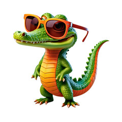 Fototapeta premium Cool Cartoon Gator with Sunglasses Trendy and Vibrant Style